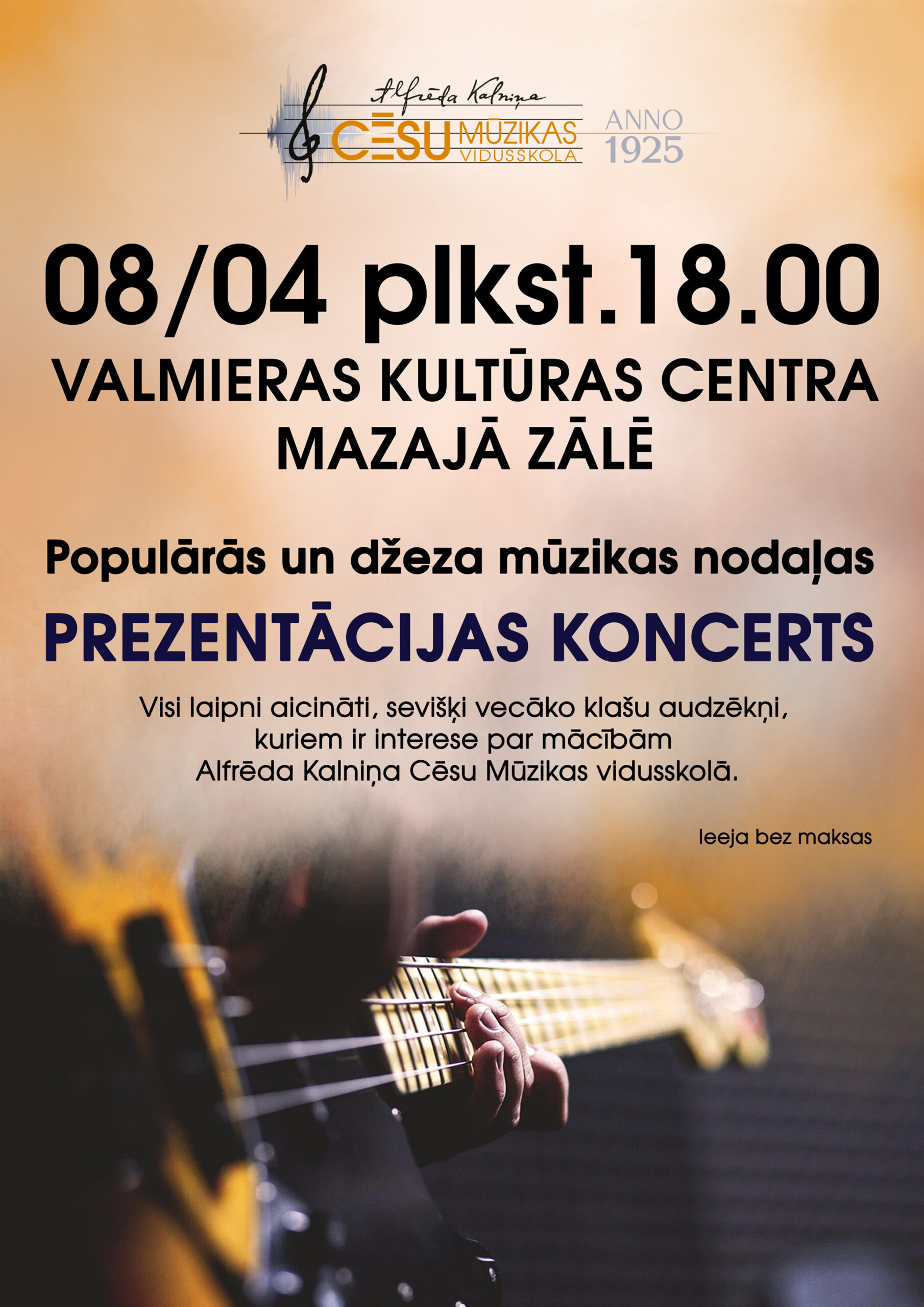AKCMV Populārās un džeza mūzikas nodaļa aicina uz koncertu Valmierā