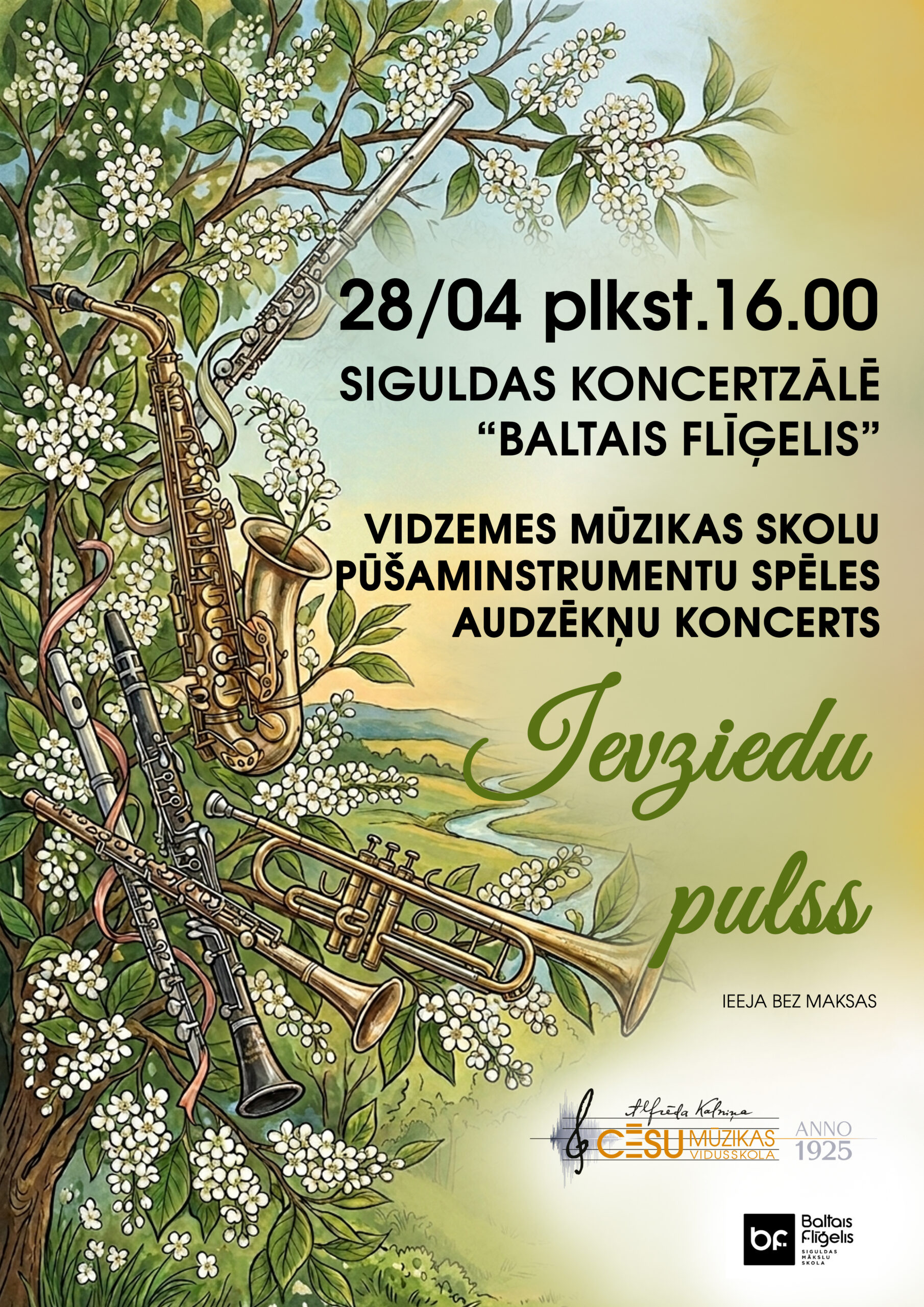 Vidzemes mūzikas skolu pūšaminstrumentu spēles audzēkņu koncerts "Ievziedu pulss"